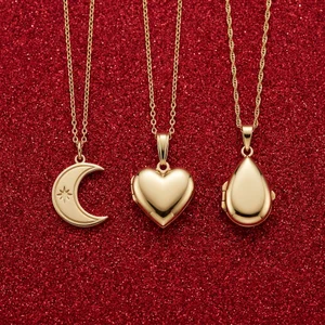 Festive gold necklaces on red glitter