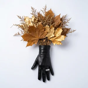 Autumnal leather glove art
