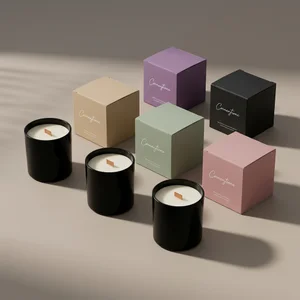 Modern candle collection with shadows