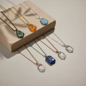 Layered Stone Pendant Necklaces