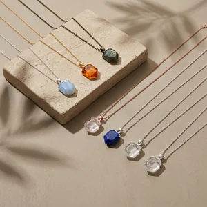 Natural gemstone necklaces on stone