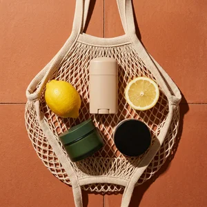 Fresh summer skincare flat-lay