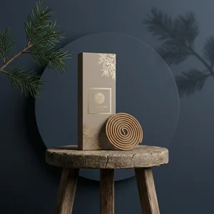 Moody incense on rustic wood