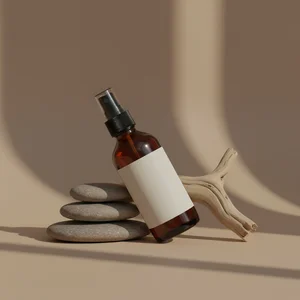 Minimalist skincare on stone
