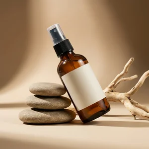 Minimalist skincare on stone