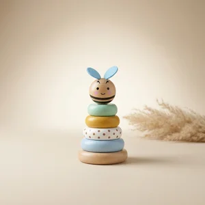 Cute wooden bee stacking toy