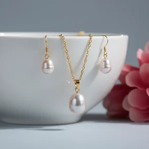Elegant pearl necklace and earrings
