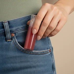 Trendy lip gloss in denim pocket