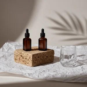 Amber Serum Bottles Display