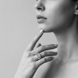 Modern geometric ring close-up
