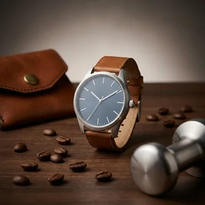 Modern watch with coffee beans