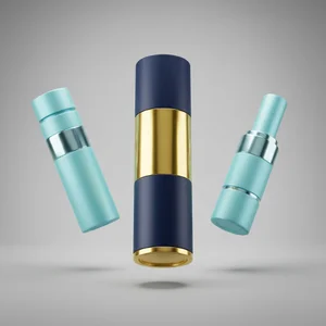 Floating minimalist cosmetic bottles