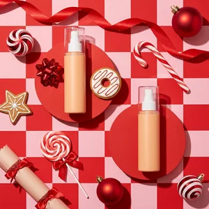Festive Christmas skincare flat lay