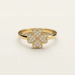 Gold and diamond floral ring
