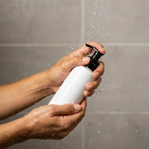 Refreshing shower product in hands