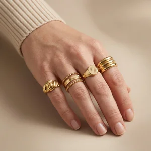 Minimalist gold ring stack