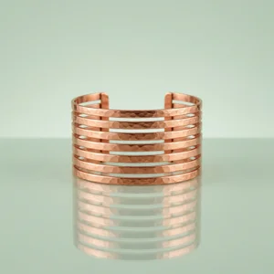 Hammered copper cuff on mint