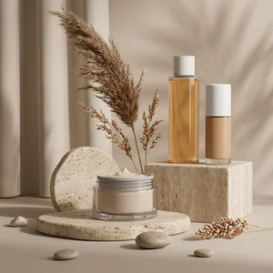 Natural skincare on stone blocks