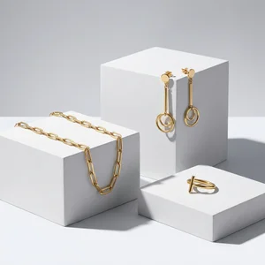 Modern gold jewelry display