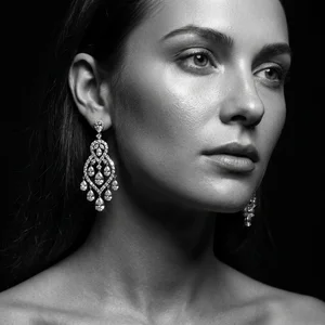 Dazzling diamond earrings on model