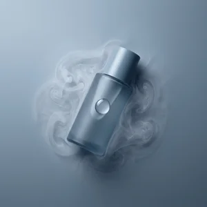 Cool blue skincare bottle with mist