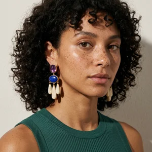 Gemstone statement earring portrait
