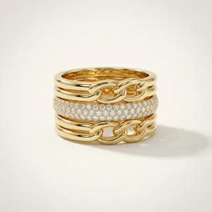 Luxury interlocking diamond gold rings