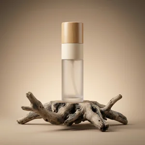 Natural skincare on driftwood