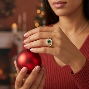 Festive wreath ring on hand