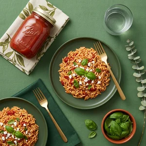 Gourmet tomato sauce with orzo pasta
