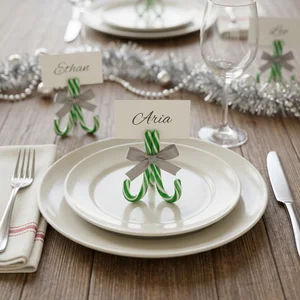 Festive candy cane place settings
