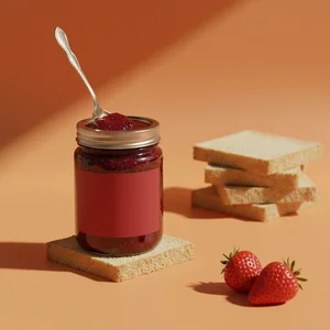 Classic strawberry jam breakfast