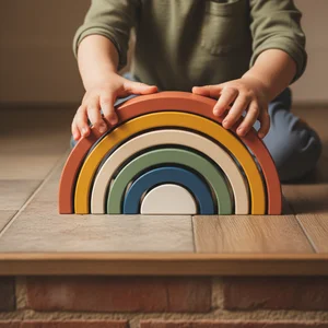 Playful wooden rainbow toy