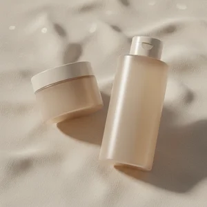 Delicate skincare on soft sheets