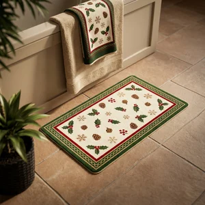 Festive holly bathroom decor