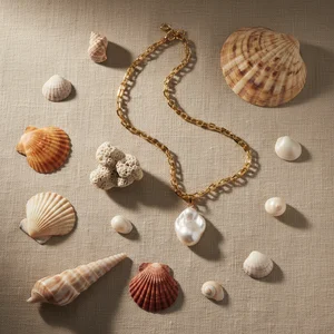 Coastal Treasures & Gold Necklace