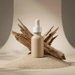 Natural skincare on sand