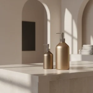 Minimalist Bathroom Skincare Bottles