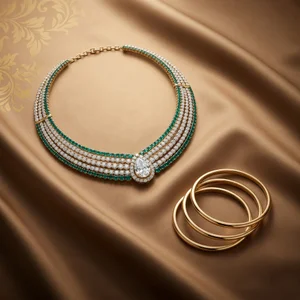 Luxury jewelry on golden silk