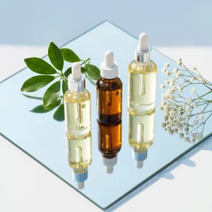 Natural serum bottles on mirror