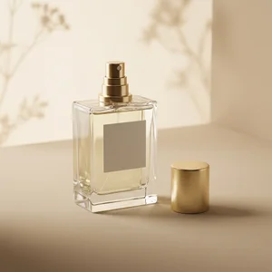 Elegant perfume on textured fabric