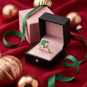 Festive emerald ring gift set