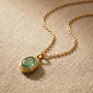 Elegant jade pendant on natural linen