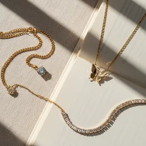 Golden Heart Necklace on Fabric