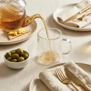 Sunny linen tea time setting