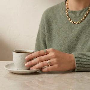 Elegant jewelry and coffee moment