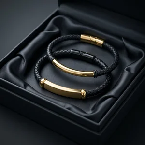 Luxury leather bracelets in box