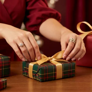 Festive gift wrapping with rings