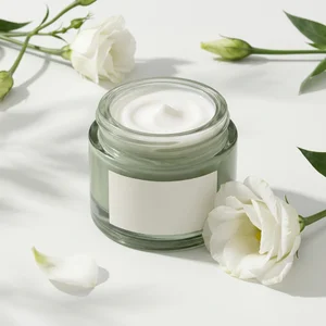 Natural skincare with white flowers