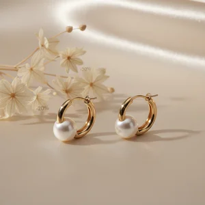 Elegant pearl hoop earrings